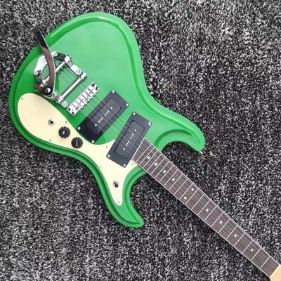 Custom Mosrite Style Electric Guitar with Tremolo in Green supplier