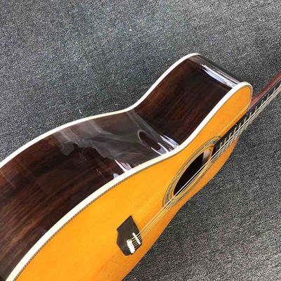 Custom AAAAA All Solid Spruce Wood OM JM Handmade 14 Frets Acoustic Guitar Fishbone Binding supplier