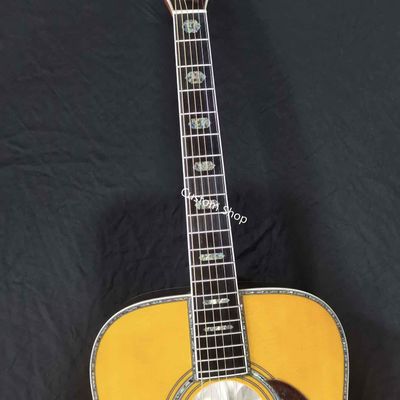 Custom AAAA All Solid Wood Round D Type Body Vintage Acoustic Dreadnought Guitar in Yellow supplier