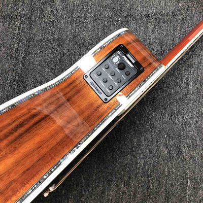 Custom Solid KOA Wood Top OM Body Shape Life Tree Inlay Acoustic Guitar Wood Pickguard supplier