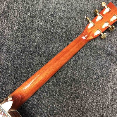 Custom Solid KOA Wood Top OM Body Shape Life Tree Inlay Acoustic Guitar Wood Pickguard supplier