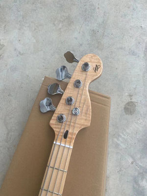 Custom 4 Strings Flamed Maple Neck Maple Fingerboard Electric Bass Guitar Chrome hardware supplier