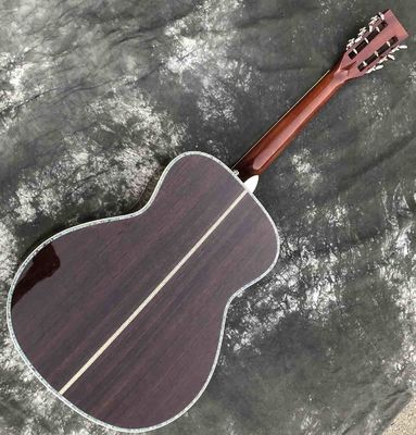 Custom Factory Made Grand Acoustic Classic Guitar 40 Inch OM Body Acoustic Guitar Solid Spruce Top Ebony Fingerboard Rea supplier