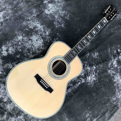 Custom Factory Made Grand Acoustic Classic Guitar 40 Inch OM Body Acoustic Guitar Solid Spruce Top Ebony Fingerboard Rea supplier