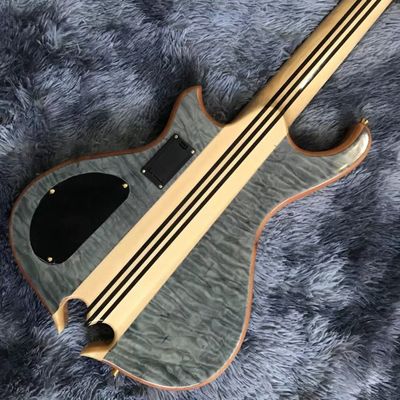 Custom Grand Neck Through Body Flamed Maple Top 5 Strings Bass Guitar Alem Cut Bottom Side LEDs supplier