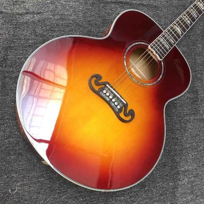 Custom J200S 43 Inch Jumbo Acoustic Guitar Ebony Fingerboard Abalone Binding GroFlamed Maple Back Side in Sunburst Color supplier