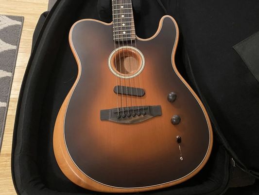 Custom Acoustasonic Tele Sunburst Electric Guitar Polyester Satin Matte Finish with Deep C Neck and Chrome hardware supplier