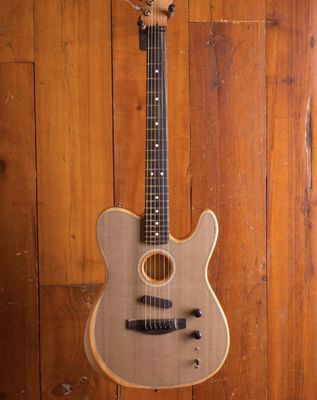 Custom Acoustasonic Tele Sonic Natural Electric Guitar Polyester Satin Matte Finish With Dot Inlay China Black Hardware supplier