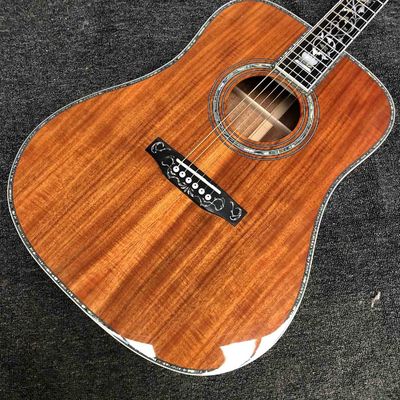 Custom Solid KOA Wood Acoustic Guitar Abalone Vase Inlays Binding D45K D Body supplier