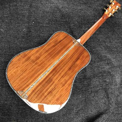 Custom Solid KOA Wood Acoustic Guitar Abalone Vase Inlays Binding D45K D Body supplier