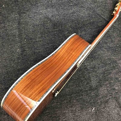 Custom Solid KOA Wood Acoustic Guitar Abalone Vase Inlays Binding D45K D Body supplier