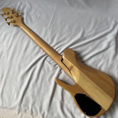 Custom Natural Wood Burl 5 Strings Electric Bass Guitar Maple Neck Through Ash Body supplier