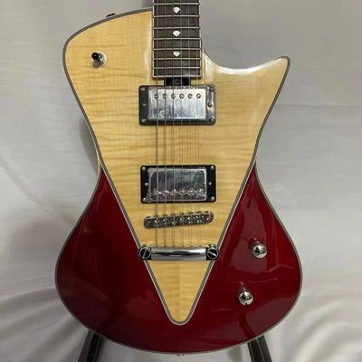 Custom Ernie Ball Music Man Armada Divided Red Color Electric Guitar V-shaped Bookmatched Flame Maple Top HH Humbucking supplier