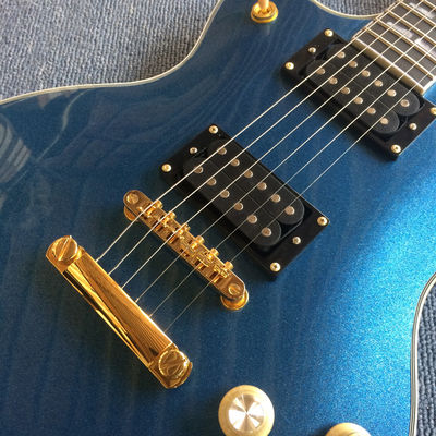 Custom Grand Electric Guitar in Metallic Blue with Gold Hardware supplier