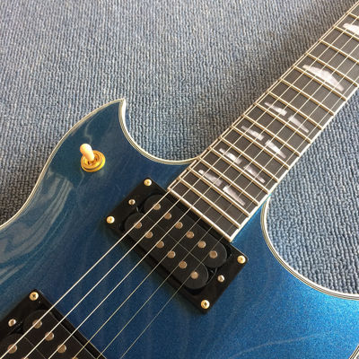 Custom Grand Electric Guitar in Metallic Blue with Gold Hardware supplier