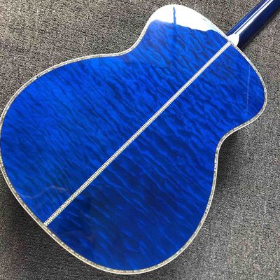 Custom Solid Spruce 41 Inch D Style Acoustic Guitar Abalone Ebony Fingerboard Water Ripple Maple Acoustic Electric Guita supplier