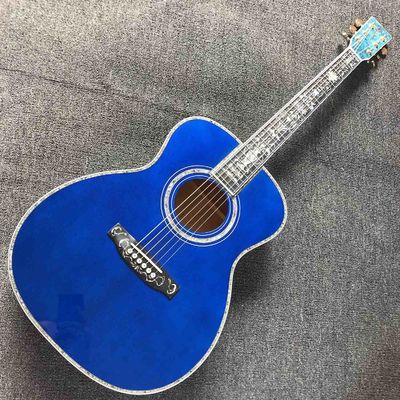 Custom Solid Spruce 41 Inch D Style Acoustic Guitar Abalone Ebony Fingerboard Water Ripple Maple Acoustic Electric Guita supplier