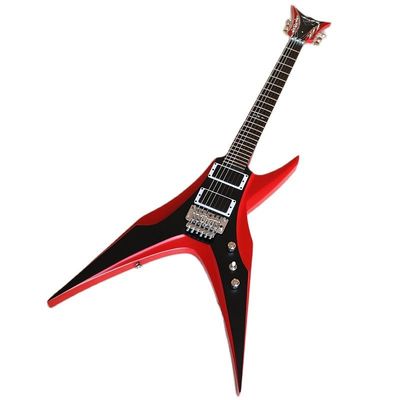 6 Strings Guitar 39 Inch V Shape Electric Guitar Neck Through Active Guitar Mahogany Wood Body Matte Pink Green Black Re supplier