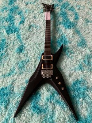 6 Strings Guitar 39 Inch V Shape Electric Guitar Neck Through Active Guitar Mahogany Wood Body Matte Pink Green Black Re supplier