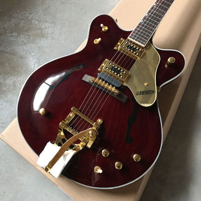 Custom Double Convex Surface Electric Guitar Big Tremolo in Wine Red supplier