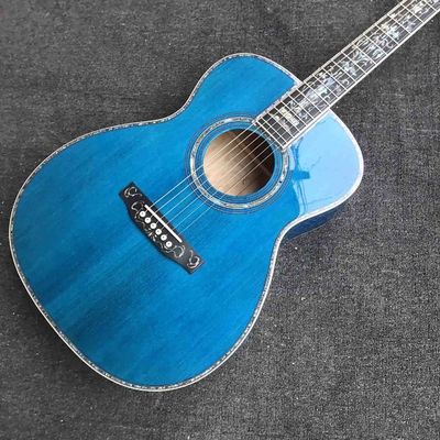 Custom OM Body Acoustic Electric Guitar Real Abalone Inlays Ebony Fingerboard Burst Maple Water Wave 301 Electronic supplier