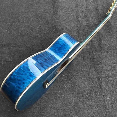 Custom OM Body Acoustic Electric Guitar Real Abalone Inlays Ebony Fingerboard Burst Maple Water Wave 301 Electronic supplier