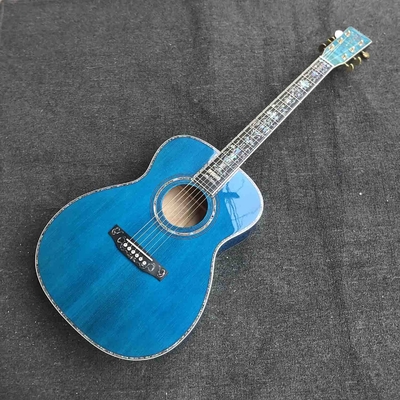 Custom OM Body Acoustic Electric Guitar Real Abalone Inlays Ebony Fingerboard Burst Maple Water Wave 301 Electronic supplier