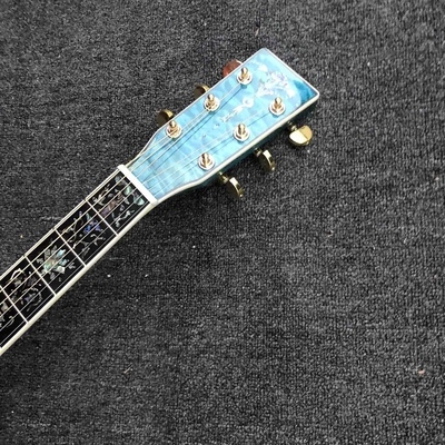 Custom OM Body Acoustic Electric Guitar Real Abalone Inlays Ebony Fingerboard Burst Maple Water Wave 301 Electronic supplier