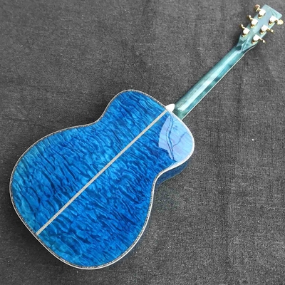 Custom OM Body Acoustic Electric Guitar Real Abalone Inlays Ebony Fingerboard Burst Maple Water Wave 301 Electronic supplier