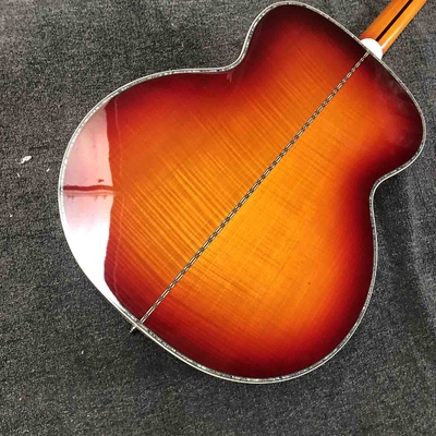 Custom J200 Flamed Maple Back Side Abalone Binding 550A Electronic Acoustic Guitar in Sunburst supplier