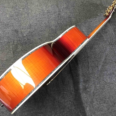 Custom J200 Flamed Maple Back Side Abalone Binding 550A Electronic Acoustic Guitar in Sunburst supplier