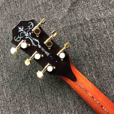 Custom All Solid KOA Wood Acoustic Electric Guitar Real Abalone Binding Ebony Fingerboard Rosewood Back Side Cutaway Arm supplier