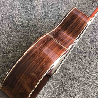 Custom All Solid KOA Wood Acoustic Electric Guitar Real Abalone Binding Ebony Fingerboard Rosewood Back Side Cutaway Arm supplier