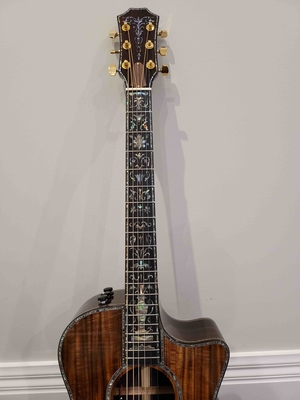 Custom All Solid KOA Wood Acoustic Electric Guitar Real Abalone Binding Ebony Fingerboard Rosewood Back Side Cutaway Arm supplier