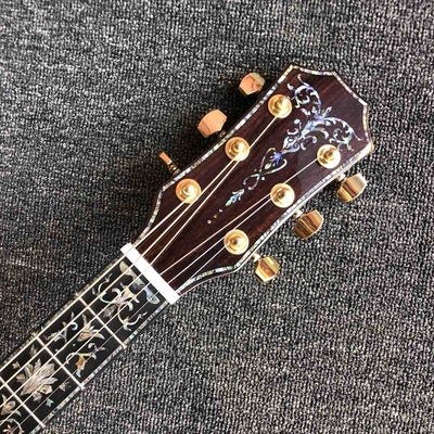 Custom All Solid KOA Wood Acoustic Electric Guitar Real Abalone Binding Ebony Fingerboard Rosewood Back Side Cutaway Arm supplier