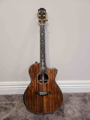 Custom All Solid KOA Wood Acoustic Electric Guitar Real Abalone Binding Ebony Fingerboard Rosewood Back Side Cutaway Arm supplier