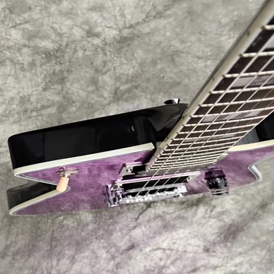 Custom Purple Gold Sliver Cracked Mirror ICEMAN Stanley Electric Guitar Abalone & Cream Body Binding Guitar supplier
