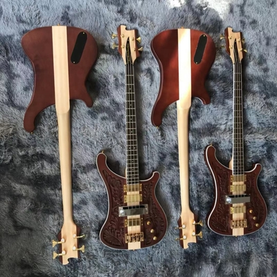 Custom Grand Rickenbacker Style 4 Strings Neck Through Body Electric Bass Guitar Carve Top Musical Instruments Factory supplier