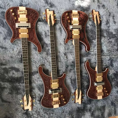 Custom Grand Rickenbacker Style 4 Strings Neck Through Body Electric Bass Guitar Carve Top Musical Instruments Factory supplier