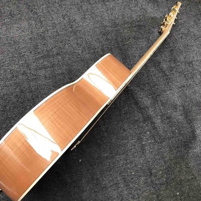 Custom Grand GJ200FR Acoustic Guitar Red Flamed Maple Wood Back Side Abalone Binding 550A Soundhole Pickup in Natural supplier