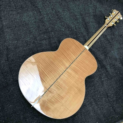 Custom Grand GJ200FR Acoustic Guitar Red Flamed Maple Wood Back Side Abalone Binding 550A Soundhole Pickup in Natural supplier