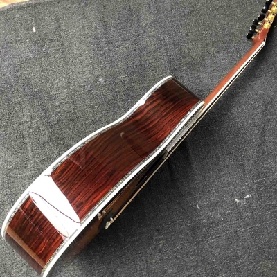 Custom AAAAA All Solid OM Style Body Acoustic Guitar Ebony Fingerboard Coco Back Side Abalone Binding Classic Headstock. supplier