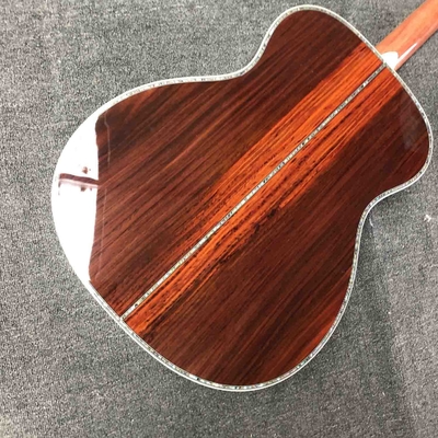 Custom AAAAA All Solid OM Style Body Acoustic Guitar Ebony Fingerboard Coco Back Side Abalone Binding Classic Headstock. supplier