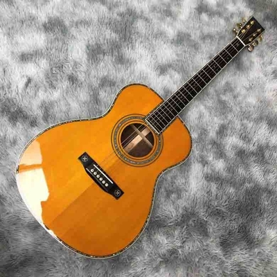 Custom 40 Inch OM Body Acoustic Guitar in Yellow Abalone Binding supplier