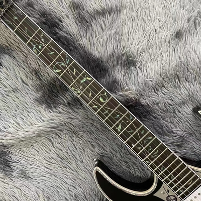 Custom Black Electric Guitar With Metal Pickguard Floyd Rose Bridge Chrome Hardware Tree of Life Inlay Can be customized supplier