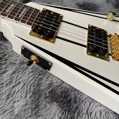 Custom Grand Jack electric guitar white color in black strips with gold hardware accept guitar OEM supplier