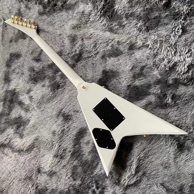 Custom Jackson V electric guitar white color in black strips with gold hardware accept guitar OEM supplier