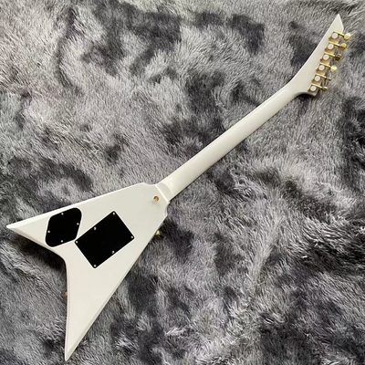 Custom Jackson V electric guitar white color in black strips with gold hardware accept guitar OEM supplier