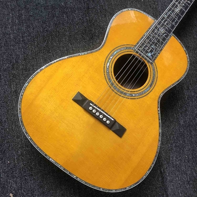 All Solid Wood One Pcs Mahogany Wood Neck Acoustic Electric Guitar 39 Inch Ebony Fingerboard Real Abalone OO-Style supplier