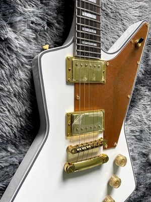 Custom Irregular Special-Shaped Electric Guitar with White Veneer Yellow Guard Board supplier